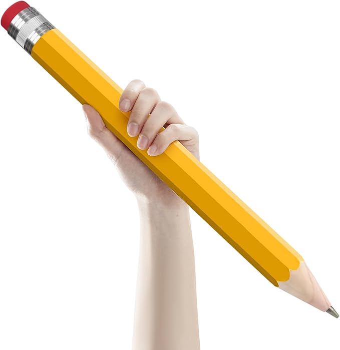 smrtcol Wooden Jumbo Pencil for Prop Gifts Decor 14 Inch Funny Big Novelty Pencil with Cap Yellow