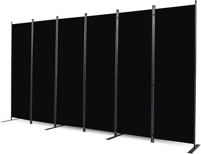 CHOSENM Room Divider, 6 Panel Folding Privacy Screens with Wider Support Feet, 6 Ft Portable Room Partition for Room Separator, 132" W X 71" H, Black