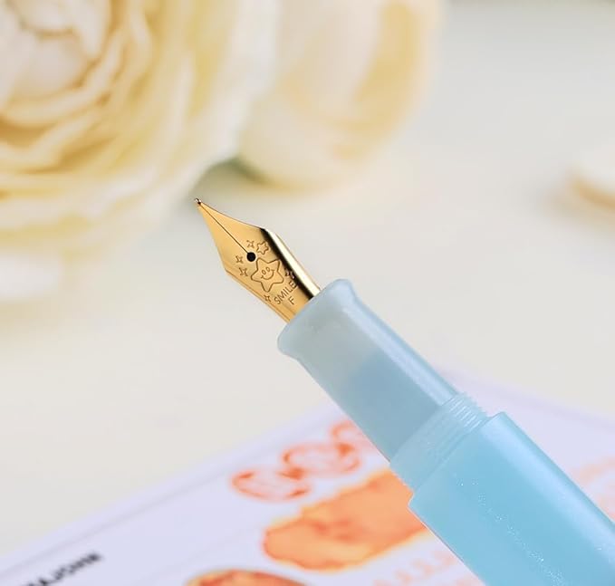 czxwyst Majohn Wancai 2.0 Mini Pocket-Size Eyedropper Fountain Pen (F Nib 0.5mm, Mint Blue)