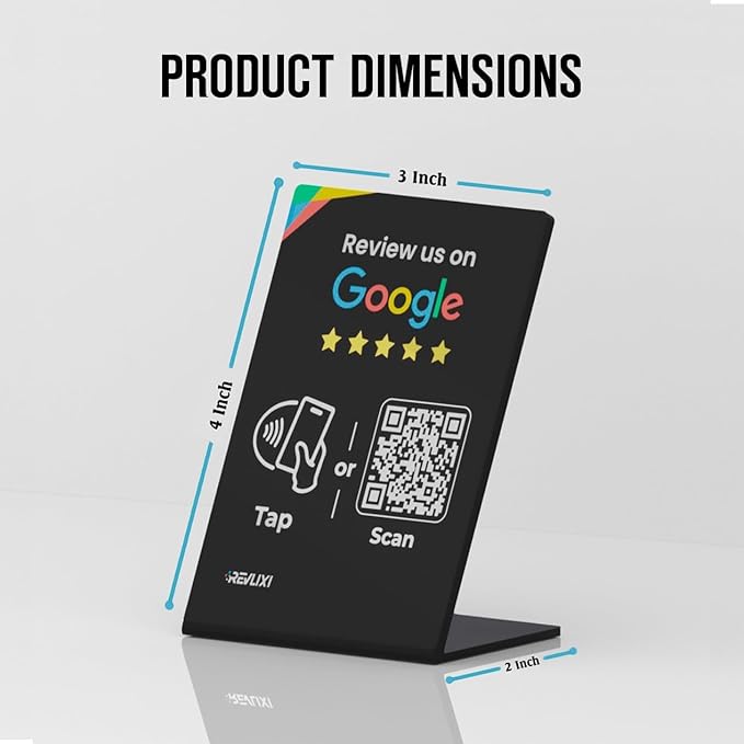 REVLIXI Google Review Stand -Boost Reviews w/Reusable Google Review Tap Card Stand & QR Code Stand- No App or Subscription - Android & iPhone Compatible-Boost Google Reviews for Online Growth