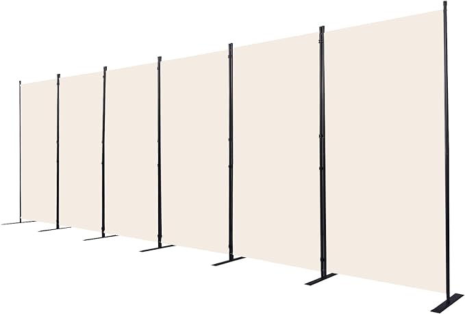 CHOSENM Room Divider, 6 Panel Folding Privacy Screens with Wider Support Feet, 6 Ft Portable Room Partition for Room Separator, 204" W X 71" H, Beige