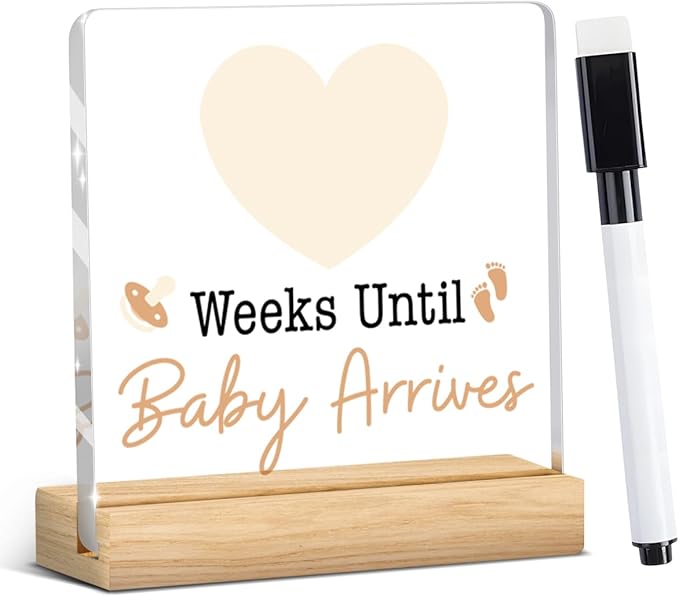 Baby Announcement Gifts for New Parents, Pregnancy Gifts for Mom, Funny Baby Arrives Countdown Acrylic Sign A 07