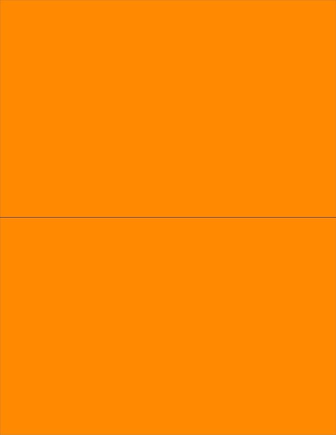 NextDayLabels - 8-1/2 x 11 Neon Color High Light Fluorescent Labels for Laser & Inkjet Printer (Orange Fluorescent, 8-1/2" x 5-1/2" - 2 Per Page | 50 Labels)