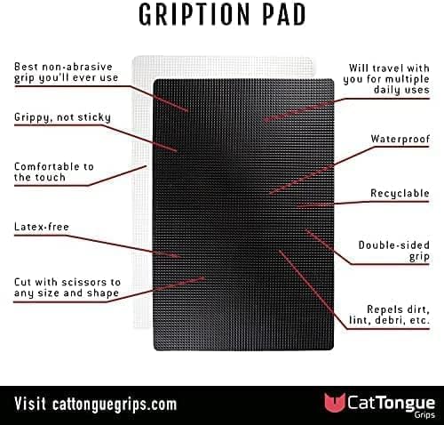 CatTongue Grips Non-Adhesive Anti-Slip Mat - Multi-Purpose Non-Slip Pad for Countertops, Desks, Tables & Workspaces - Ideal Desk Mat, Drawer Liner, Laptop Pad & More (Black, 8” x 12”)