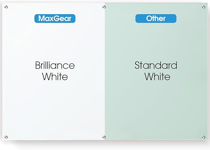 MaxGear Glass Whiteboard Tempered Magnetic Dry Erase Board 72 x 48 Inch Ultra White, Frameless Wall Mounted, Office Classroom Conference Room Home Use, Includes Markers, Eraser, Magnets & Mounting Kit
