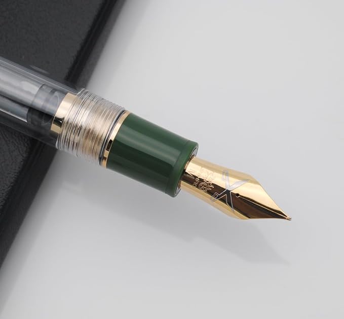 JINHAO 1935 Fountain Pen TIANDAO Series #8 Nib Ink Pen with Guitar-Shaped Clip and Ink Converter (M Nib 0.7mm, Army Green)