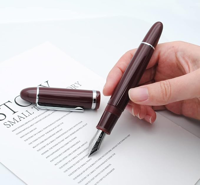 JINHAO X159 Fountain Pen (EF Nib 0.38mm, Wine Red with Silvery Clip)