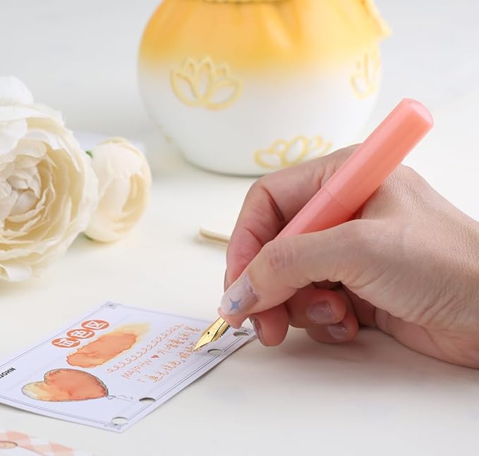 czxwyst Majohn Wancai 2.0 Mini Pocket-Size Eyedropper Fountain Pen (EF Nib 0.38mm, Peachy Pink)