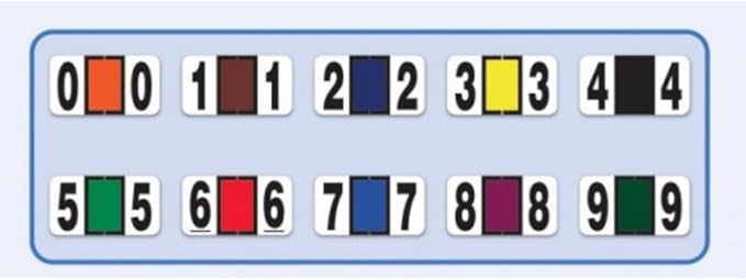 File Right Number Labels Roll – Color-Coded Numeric Filing Labels, 1-5/8" × 7/8" Laminated Self-Adhesive File Folder Numbers for, Office Filing Systems, Automotive Records – Roll #5, 4 Roll