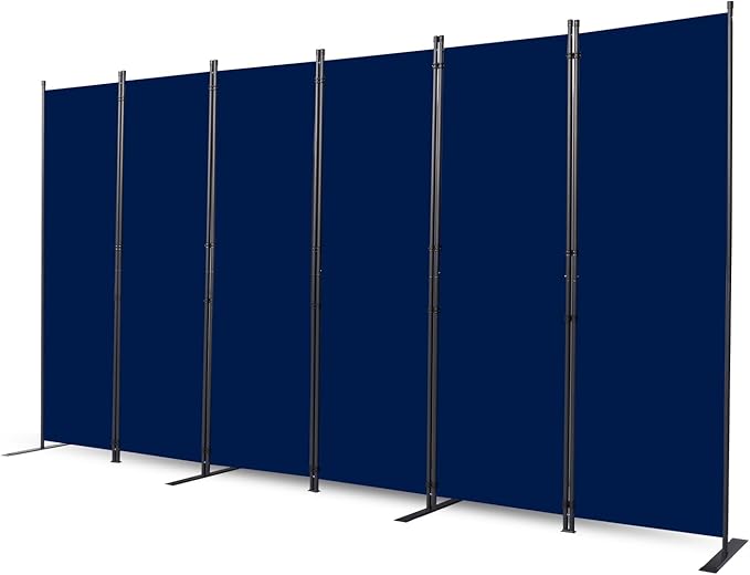 CHOSENM Room Divider, 6 Panel Folding Privacy Screens with Wider Support Feet, 6 Ft Portable Room Partition for Room Separator, 132" W X 71" H, Navy Blue