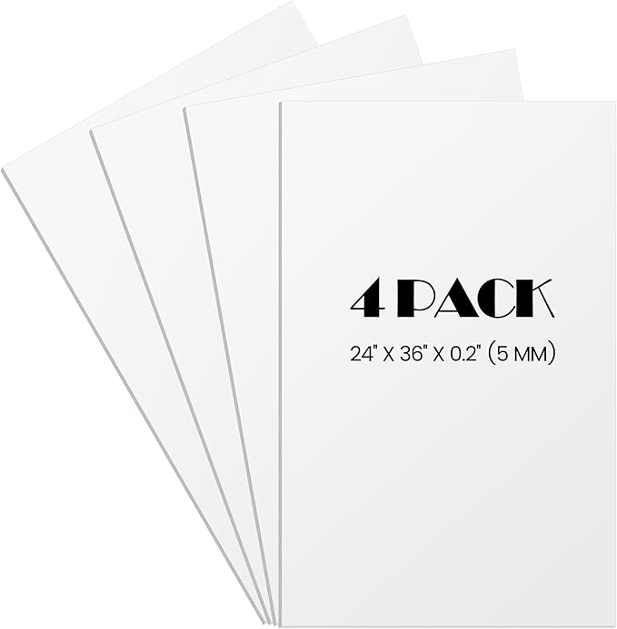Elcoho 4 Pack White Foam Board, 24 x 36 Inch Acid-Free Foam Core Board, 5mm Thick Double Sided White Poster Boards for Presentation Art Display Office School Projects Crafting Sign Making
