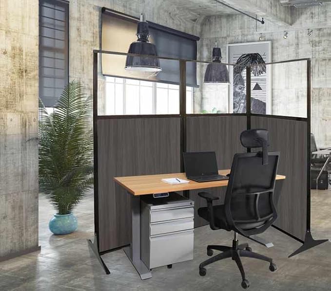 Versare Workstation Partition | Portable Wall Divider | Modern Office Cubicle | Free Standing Privacy Screen | Flexible Work Space | 33" x 70" Natural Maple Wood Grain Panels No Window