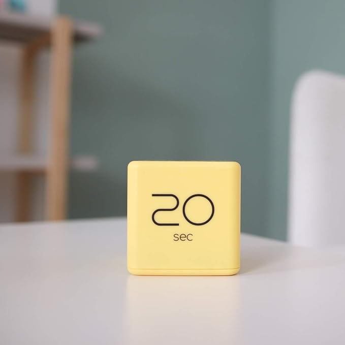 mooas Cube Timer (Yellow), Timers Cube Flip Block Timers Productivity Gravity Sensor Time Management for Kids ADHD Classroom Kitchen Desk Workout Cooking Study 10, 20, 30, 60 Seconds Timer Setting