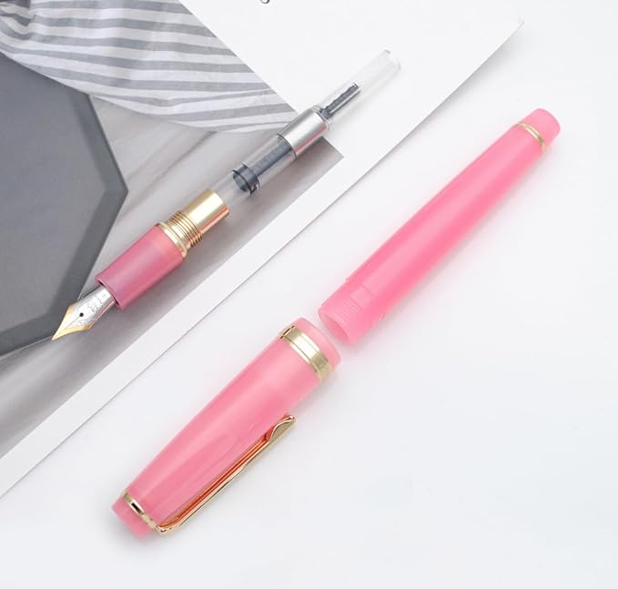 JINHAO 82 Fountain Pen (Transparent Rose Red,Fine Nib 0.5mm)