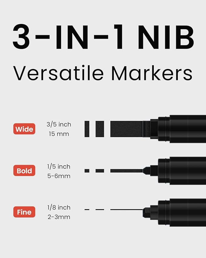 BIGTHUMB 3 Pcs Black Jumbo Permanent Markers: 15mm Wide Tip Thick Acrylic Paint Pen Large Calligraphy Marker for Rock Painting, Poster, Sign, Canvas, Glass, Wood, Ceramic