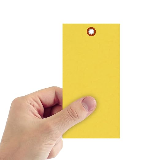 SmartSign (Pack of 1000) 6.25 x 3.125 inch “Yellow” Blank Tyvek Shipping Tags with Metal Eyelets, Size #8, 8 mil Thick Tyvek, Made in USA