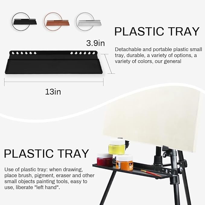 RRFTOK Art Easel Stand for Painting and Sign - Aluminum Metal Artist Tripod Adjustable Easels for Display Height from 21 to 61Inches - Canvas Stand with Paintbrush Tray for Artists Adult Holder