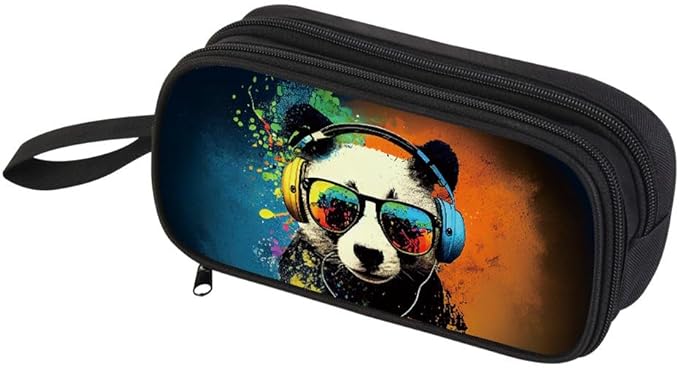 HiGaits Pencil Case for Boys,Multi-Slot Large Capacity Pencil Pouch with Soft Zipper, Durable Pen Box Panda