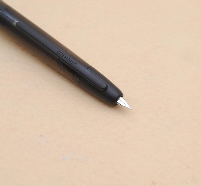 JINHAO 20 Press Fountain Pen, Retractable Capless Resin Pen with Ink Converter (EF Nib 0.4mm, Transparent Black - Black Clip)