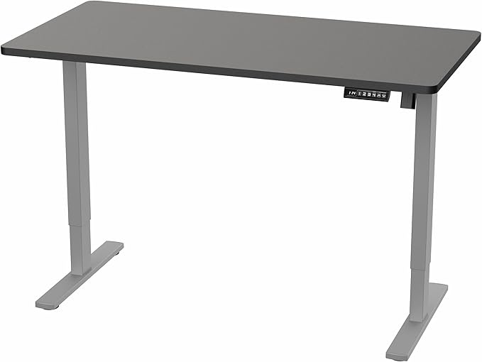 VIVO Electric 55 x 28 in Standing Desk, Memory Height Adjustment, 1B Series, Holds 220 lbs, One-Piece Black Top, Gray Frame, DESK-KIT-1G55B