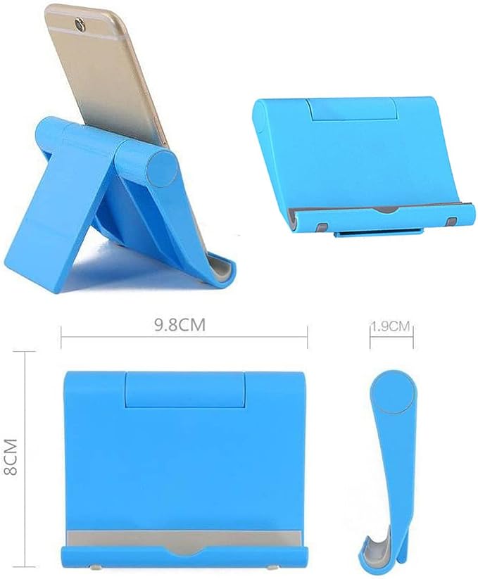JUSDIQIR Cell Phone Stand for Desk Foldable Cell Phone Holder Desk Tablet Holder Mobile Phone Dock, Multi-Angle Universal Adjustable Tablet Dock (Pink+Purple+Black+Blue)