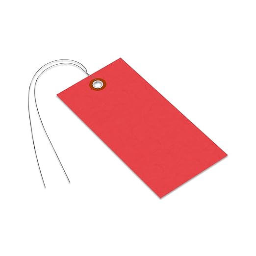 SmartSign Blank Red Shipping Tags with Wire | 4 3/4" x 2 3/8" Tyvek, Pack of 1000, Made in USA