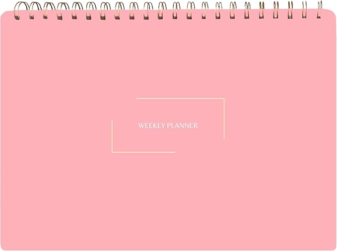 Merely Home Undated Weekly Planner | 8.25” x 11.75” Work To-Do Notebook | ADHD Academic Organizer | Multi-Layout | Men and Women Planner | College Supplies | Pink | Landscape Layout