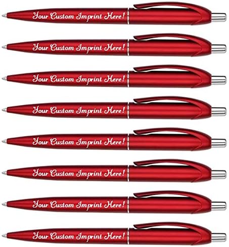 Personalized Ballpoint Pens - Retro -Retractable Click action - Custom - Black writing - Printed Name pens - Imprinted with Your Logo or Message - Includes Personalization - 12 Pens/Box (Red)