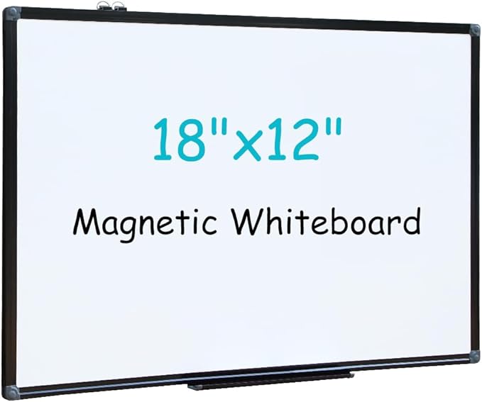 XIWODE 12x18 Inch Magnetic Dry Erase Whiteboard，Black Aluminum Frame Wall-Mounted for Home School Office Conference Room