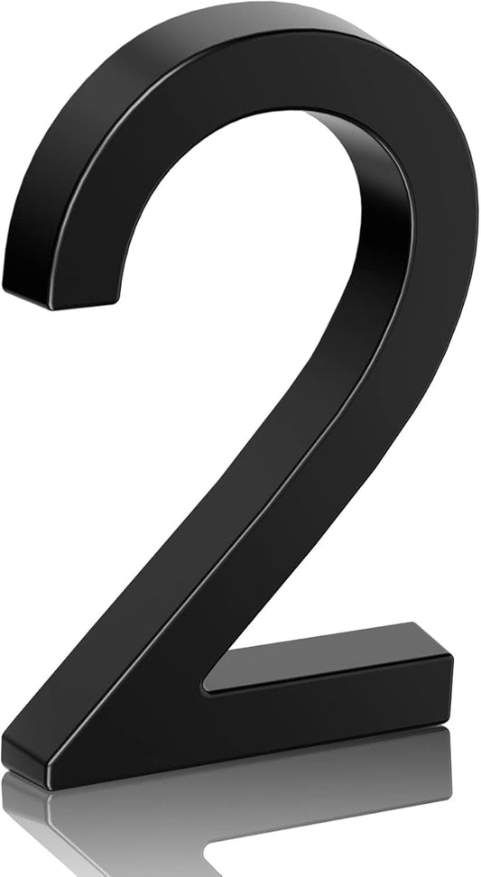 6" Floating Stainless Steel Address House Number, Modern Metal Anti-Rust House Numbers with Nail Kits for Door Garden Mailbox Decor Visibility Signage (2)