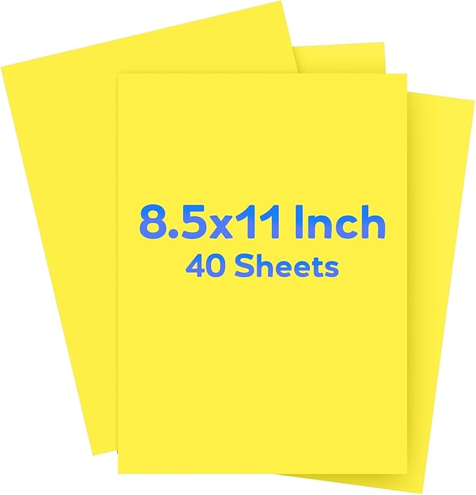 Lemon Yellow Cardstock 8.5 x 11, Bright Color Paper, 40 Sheets Yellow Paper, Colored Cardstock for Invitations, Art, Drawing, Menus, DIY Cards, Tags, Crafts Certificates, School, Office Printing