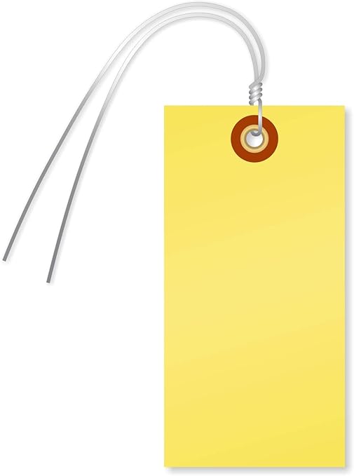 SmartSign Blank Tyvek Shipping Tags with Wire, Size #5 | 4 3/4" x 2 3/8", Pack of 100, Yellow, Made in USA