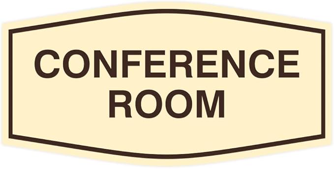 Fancy Conference Room Sign (Ivory/Brown) - Large