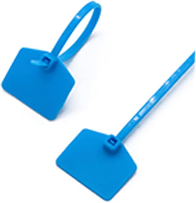 Waterproof Shipping Tags - Self Locking Nylon Writable Marker Ties for Luggage Identification, Plastic Straps Label Mark, Seal Zip Tie for Labeling - 100pcs (Blue)