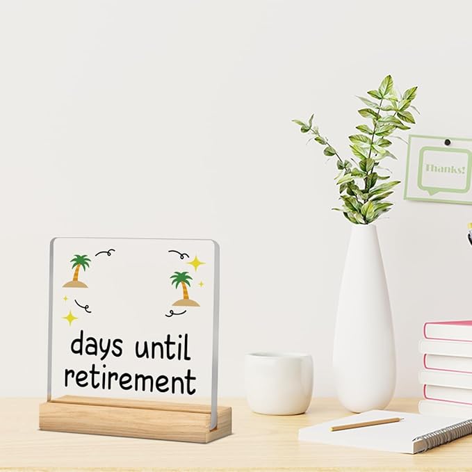 Retirement Countdown Calendar Funny Retirement Countdown Gifts for Coworker Manager Women Men Friend Employee Retire Office Desk Decor Acrylic Sign