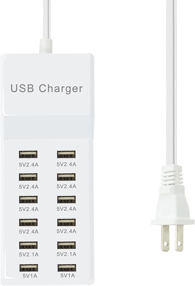 USB Charger Station Block Multiport Charger Hub with Fast Charging Wall Charger for Multiple Devices USB Charging Port Compatible with Cell iPhone Android Smartphone Smart Watch