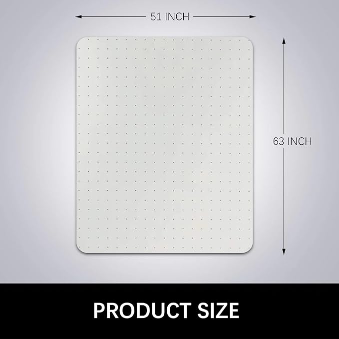 Kuyal Desk Chair Mat for Carpet, 51'' x 63'' Rectangle Transparent Mats for Chairs Good for Desks, Office and Home, Easy Glide, Protects Floors for Low and No Pile Carpeted Floors