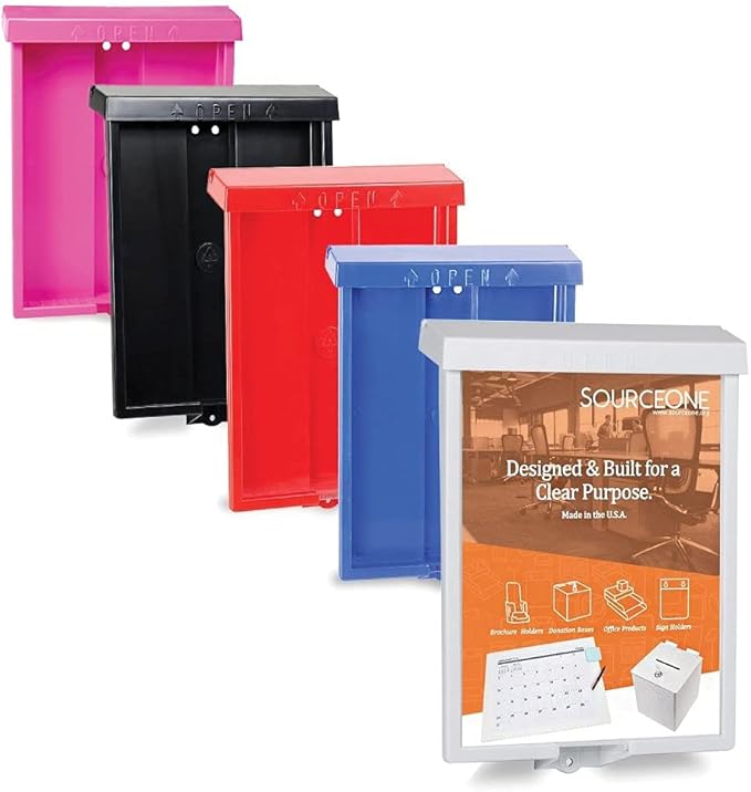 SOURCE ONE Outdoor Real Estate Style Brochure Holder Color Variety White, Black, Red , Pink & Blue Available