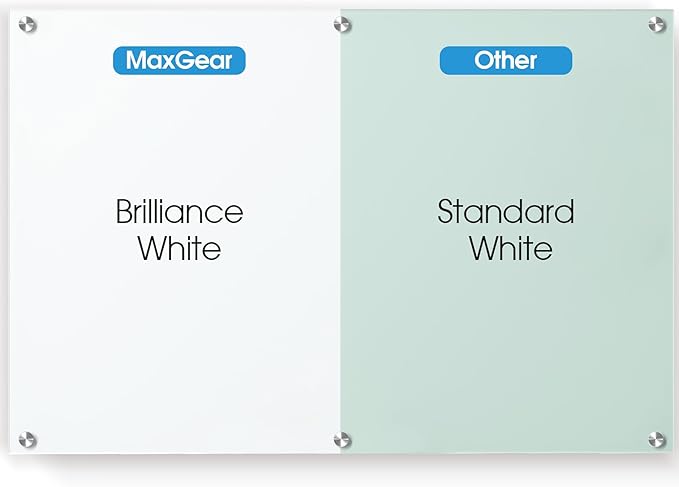 MaxGear Glass Whiteboard Tempered Magnetic Dry Erase Board 60 x 40 Inch Ultra White, Frameless Wall Mounted, Office Classroom Conference Room Home Use, Includes Markers, Eraser, Magnets & Mounting Kit