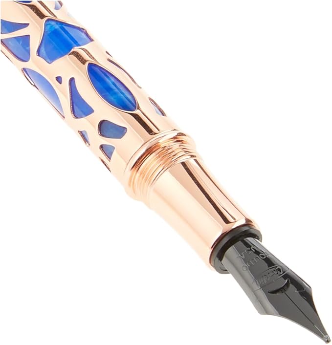 Conklin Endura Deco Crest Fountain Pen in Blue, Broad Nib, Premium Writing Instrument