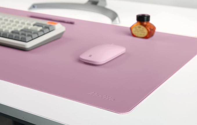 NODITO Dual-Sided Leather Desk Pad,Blotter for Laptop Computer,Mouse Pad,Writing,Drawing,Arts and Craft Mat (17"x35", Lilac)