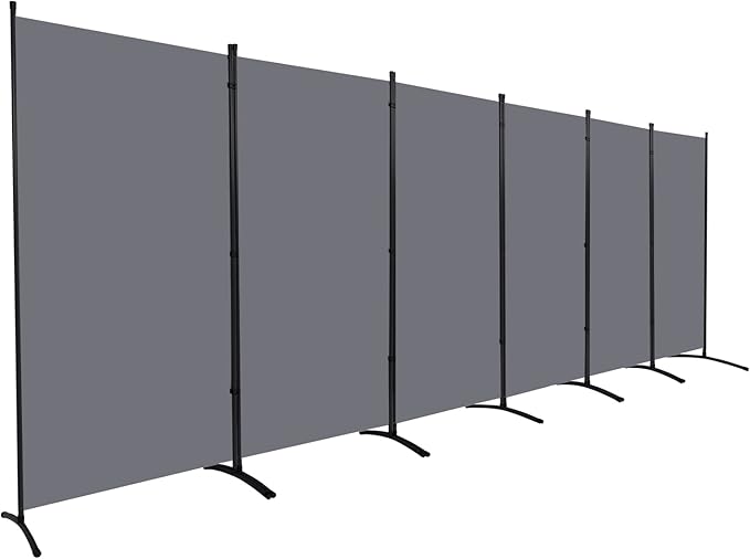 Room Divider 6FT Folding Privacy Screens, 6 Panel Partition Room Dividers w/Freestanding Design, Portable Wall Divider for Room Separtation, Fabric Screen Panel Separator for Home Office School