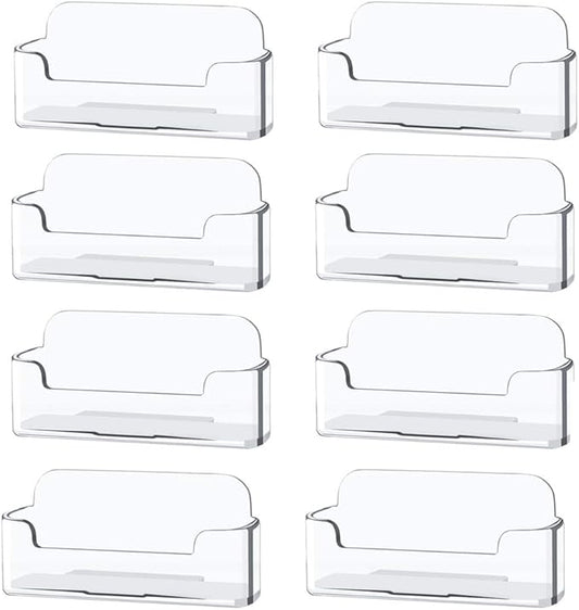 Qizpcer 8 Pack Plastic Business Card Holder - Clear Business Card Case for Desk - Office Acrylic Business Card Stand Display