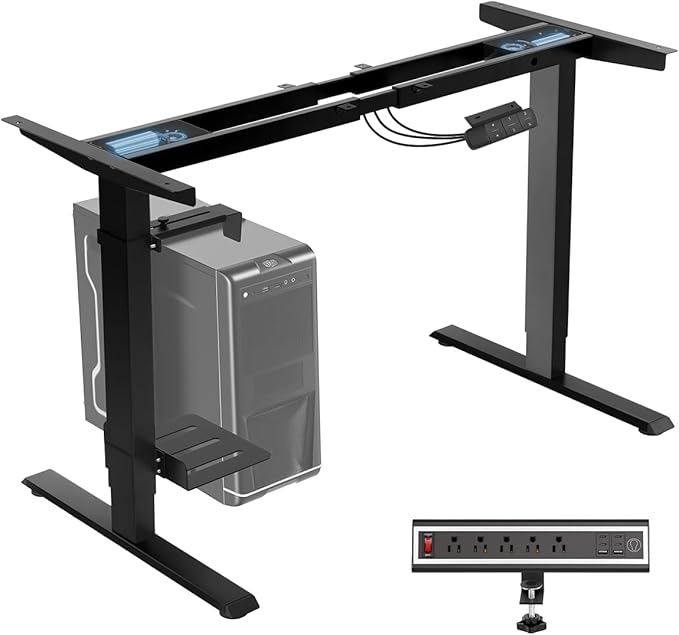 TOPSKY Dual Motor Electric Adjustable Standing Desk with CPU Holder & Power Outlet, Height-Adjustable Desk for Home Office, Workspace, and Gaming