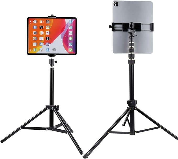 Leenconghui Aluminum Tripod Mount Adapter for iPad, 360 Rotatable Tablet Holder Compatible with iPad Pro/Air/Mini, Samsung Tab and Other 4.7" -15" Tablets
