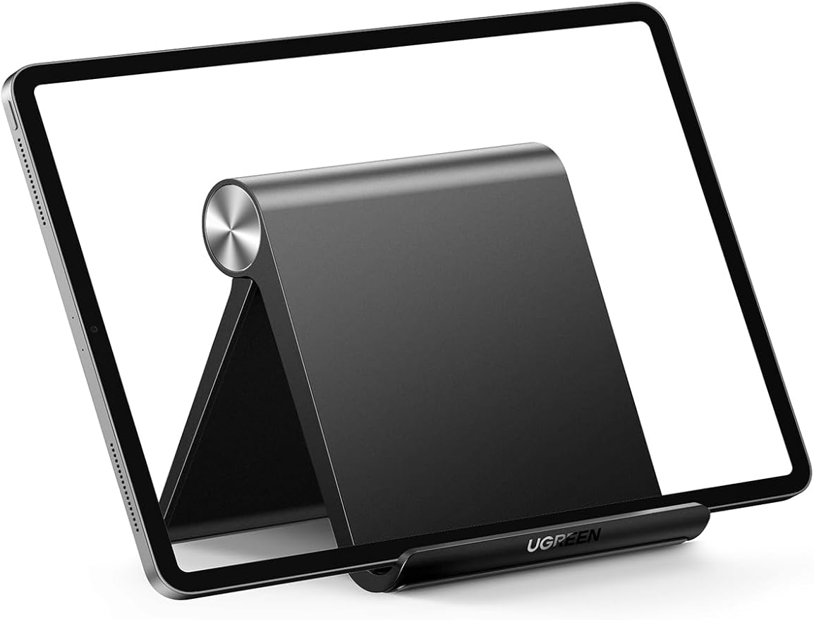 UGREEN Tablet Stand Holder Adjustable Portable Desktop Dock Office Compatible with iPad Pro 11 9.7 10.5 Air Mini 5 4 3 2 iPhone 17 16 15 14 13 12 Black