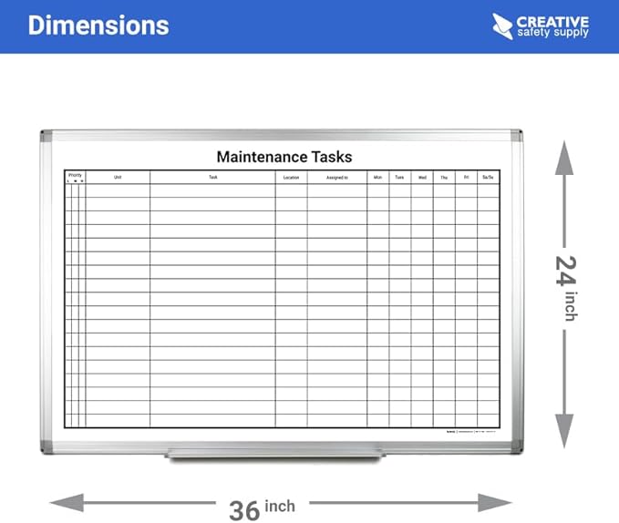 Maintenance Tasks Whiteboard 36"x 24"