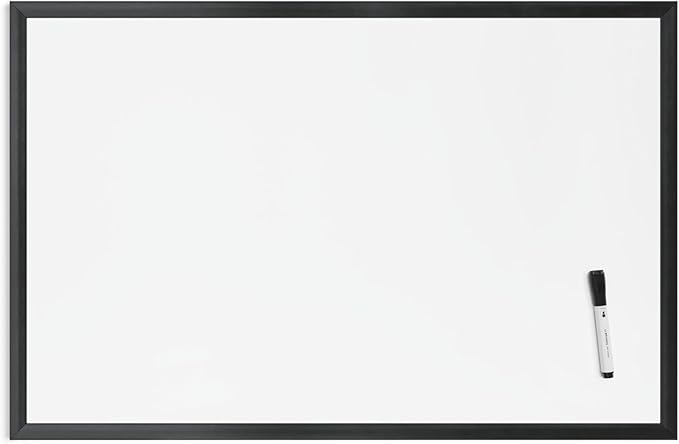 U Brands Magnetic Whiteboard 24" x 36", Black Wood Frame Dry Erase Board, Wall Mounted White Board for Office, Classroom, Home, Planning & Organization