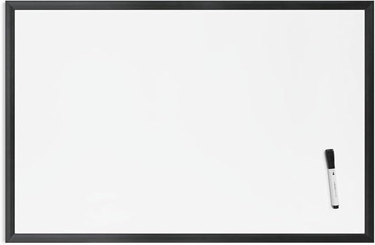 U Brands Magnetic Whiteboard 24" x 36", Black Wood Frame Dry Erase Board, Wall Mounted White Board for Office, Classroom, Home, Planning & Organization