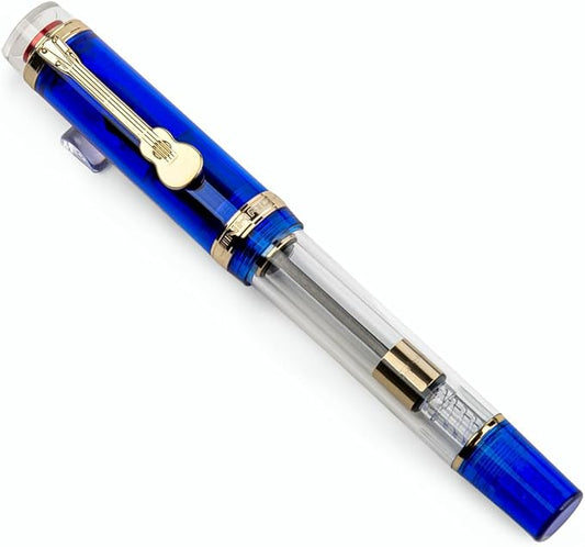 JINHAO 1935 Fountain Pen TIANDAO Series #8 Nib Ink Pen with Guitar-Shaped Clip and Ink Converter (M Nib 0.7mm, Blue)